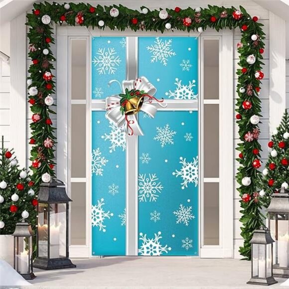 Christmas Door Cover Xmas Door Decorations Christmas Gift Box Present Door Cover - Picture 7 of 7